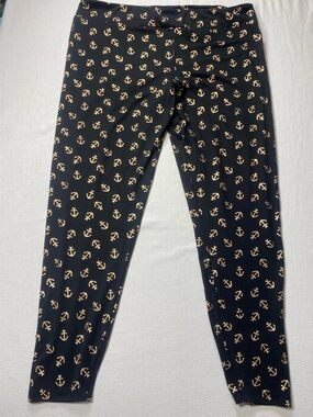 Disney Black Leggings with Tan Anchor Print